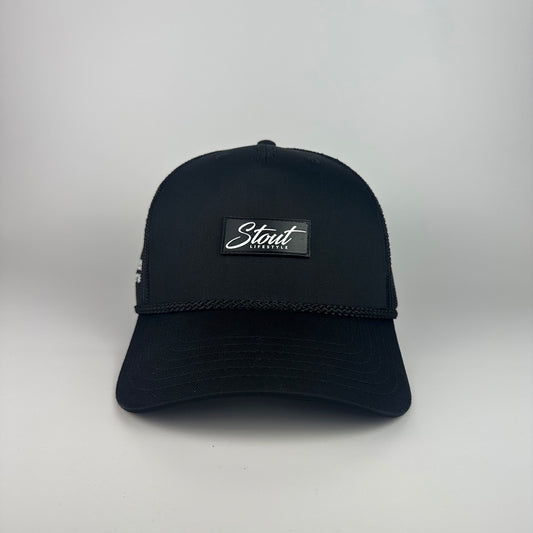 "Logo" Mesh Rope Hat (Black)