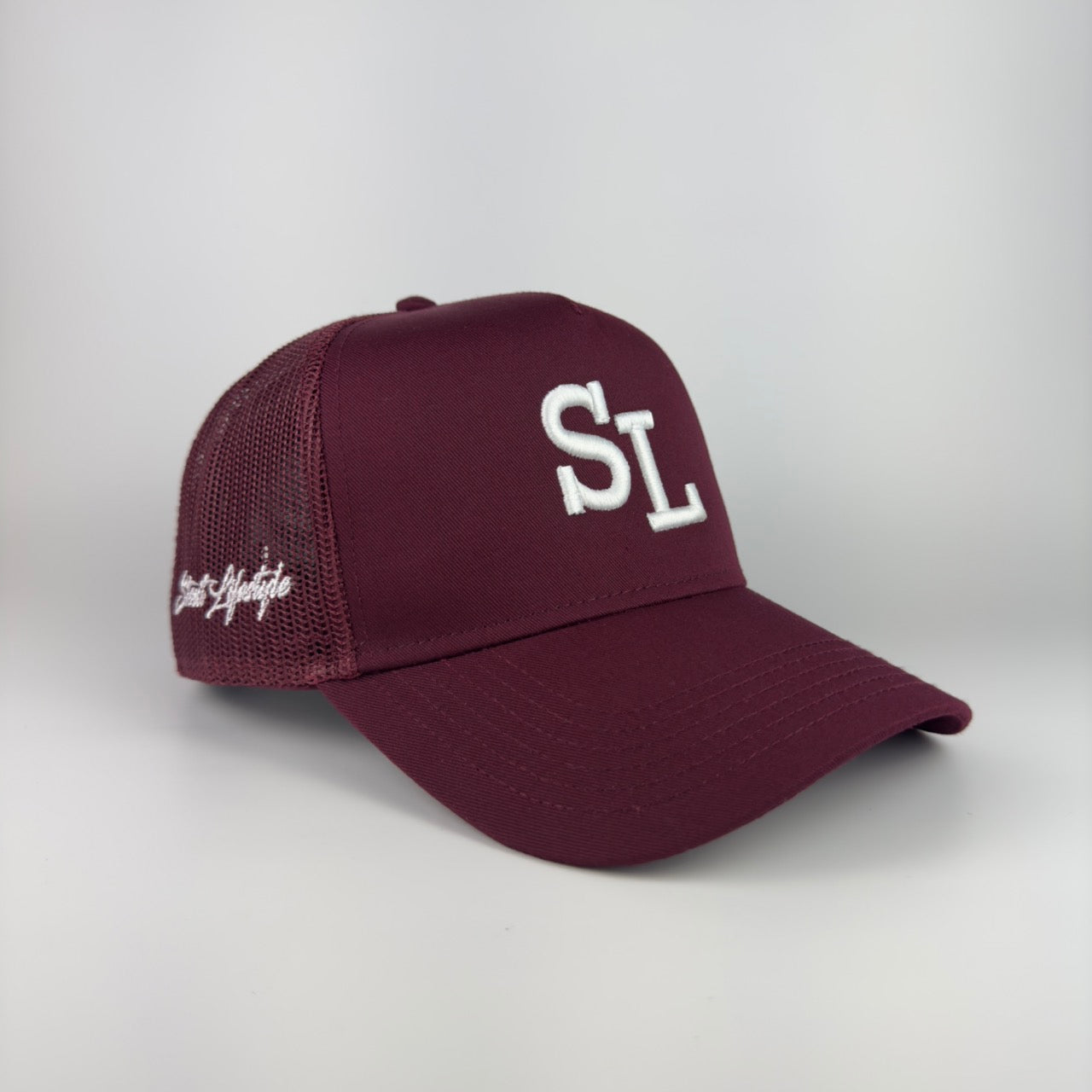 "SL" Structured Mesh Hat (Maroon)