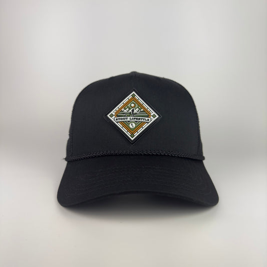 "Diamond Golf" Mesh Rope Hat (Black)